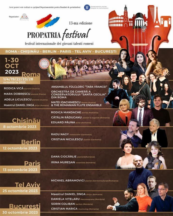 Festivalul Internaţional PROPATRIA se desfăşoară în 6 ţări şi începe pe 1 octombrie, în celebra Piazza di Spagna din Roma, cu Ansamblul folcloric “Țara Vrancei” 18861204