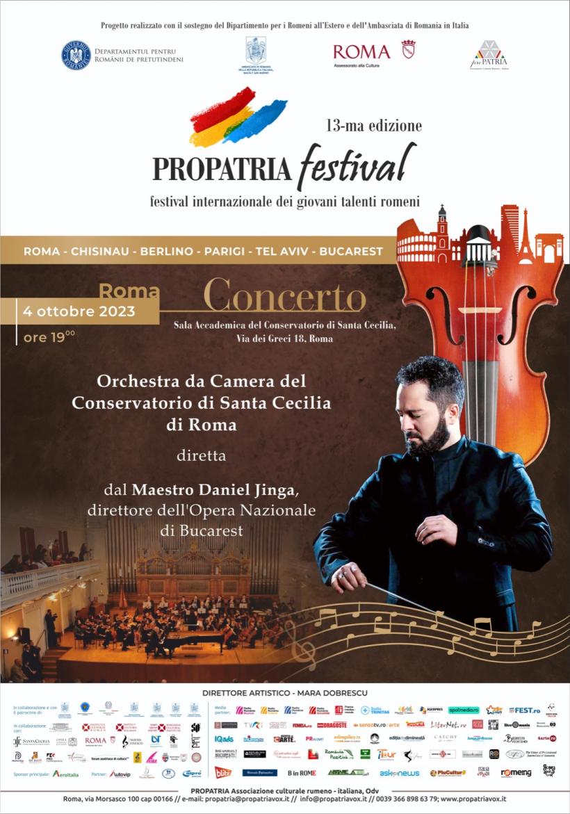 Daniel Jinga va dirija, la Roma, Orchestra de Cameră a Conservatorului ”Santa Cecilia”, în Festivalul Internaţional PROPATRIA