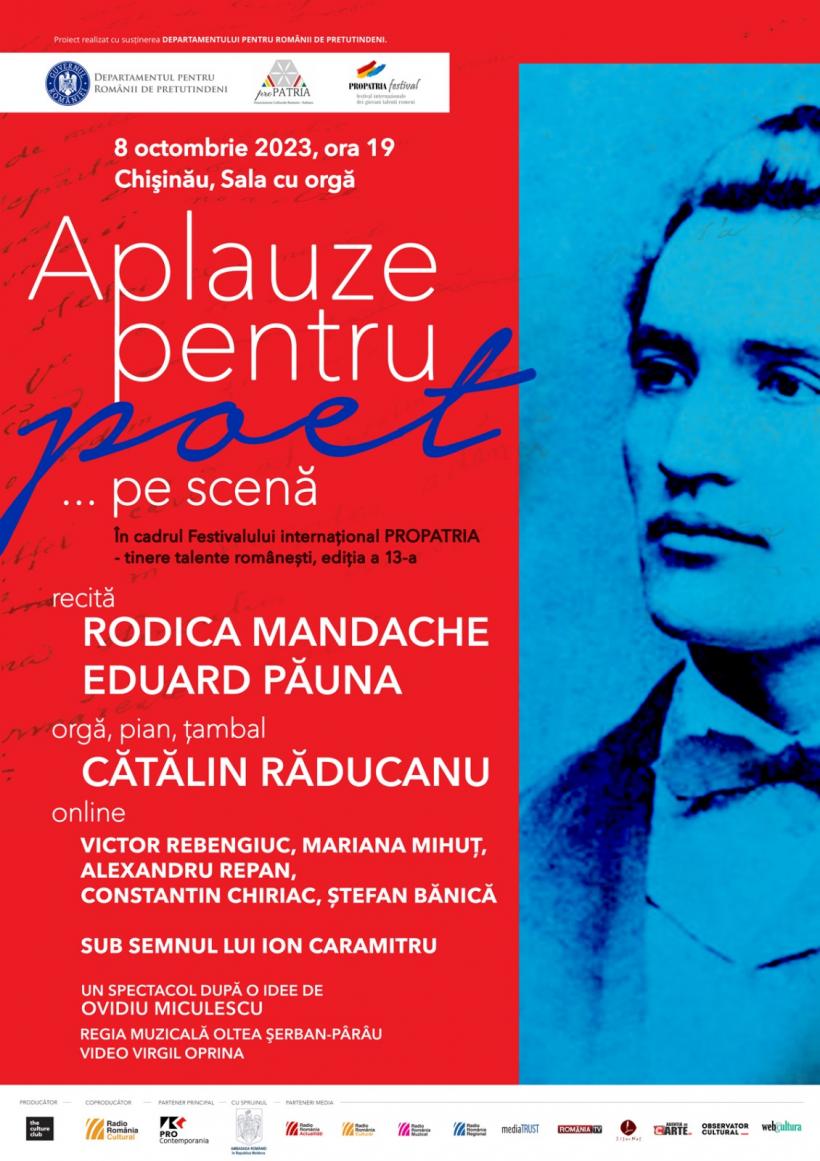 Aplauze pentru poet… pe scenă, în premieră la Chișinău, pe 8 octombrie, la Sala cu Orgă  Rodica Mandache, Eduard Păuna, și Cătălin Răducanu într-un spectacol extraordinar multimedia de poezie românească 18862676