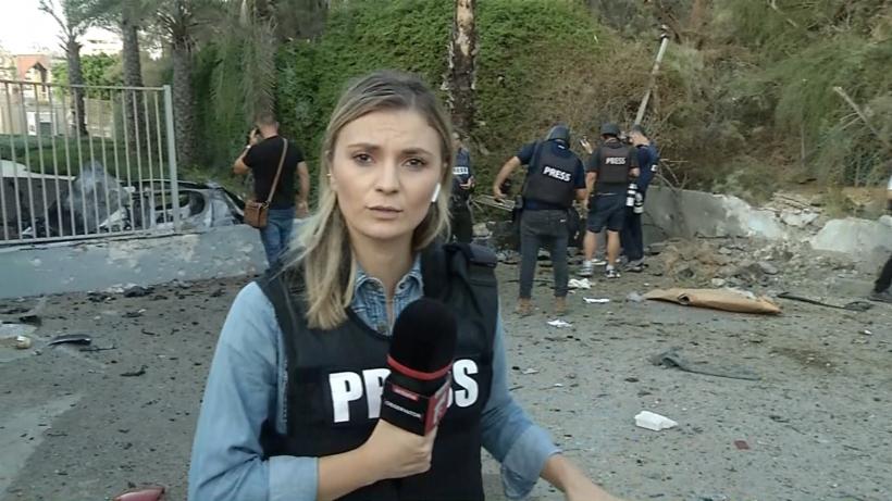 Observator de război.  Trimișii speciali Bianca Iacob şi Marian Tănase,  transmisiuni de sub tirul de rachete HAMAS 18863769