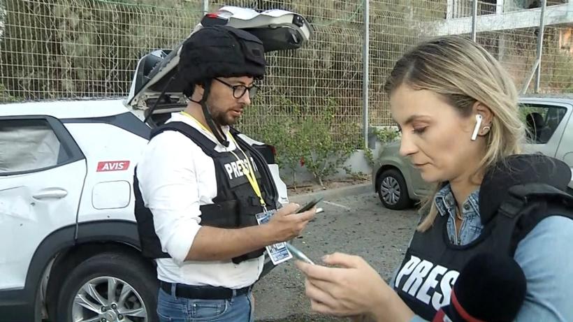 Observator de război.  Trimișii speciali Bianca Iacob şi Marian Tănase,  transmisiuni de sub tirul de rachete HAMAS 18863774