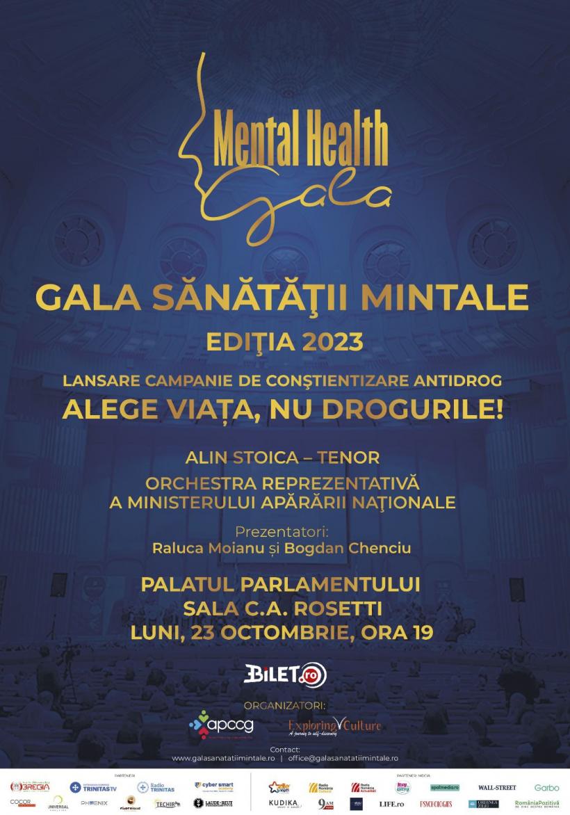 Gala Sănătății Mintale 2023 la Palatul Parlamentului. Lansare Campanie ANTIDROG la nivel național „Alege viața, NU drogurile!”