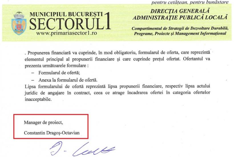 Primăria Sectorului 1 cumpără consultanţă pentru „bună guvernare”. Manager de proiect - consilierul primăriţei. Executant - un liberal ex-preşedinte al INA 18865902