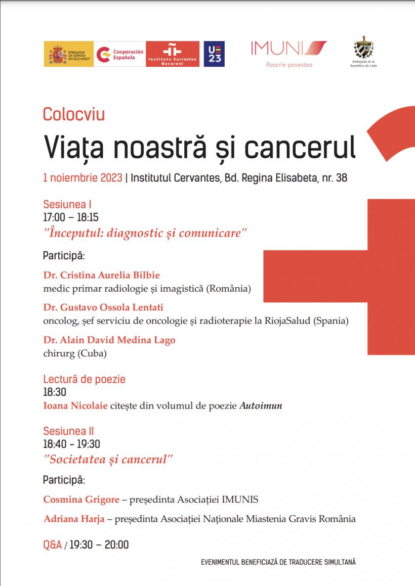 Colocviul interdisciplinar „Viața noastră și cancerul”  la Institutul Cervantes din București