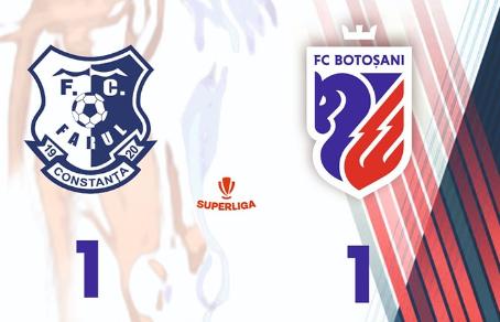 FC Botoșani, primul punct după 6 înfrângeri consecutive, cu o remiză la campioana Farul Constanța