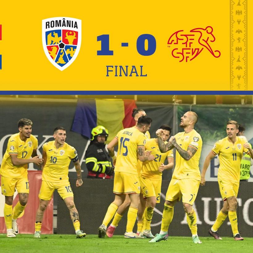 România învinge Elveția cu 1-0 și câștigă grupa de calificare la Euro 2024