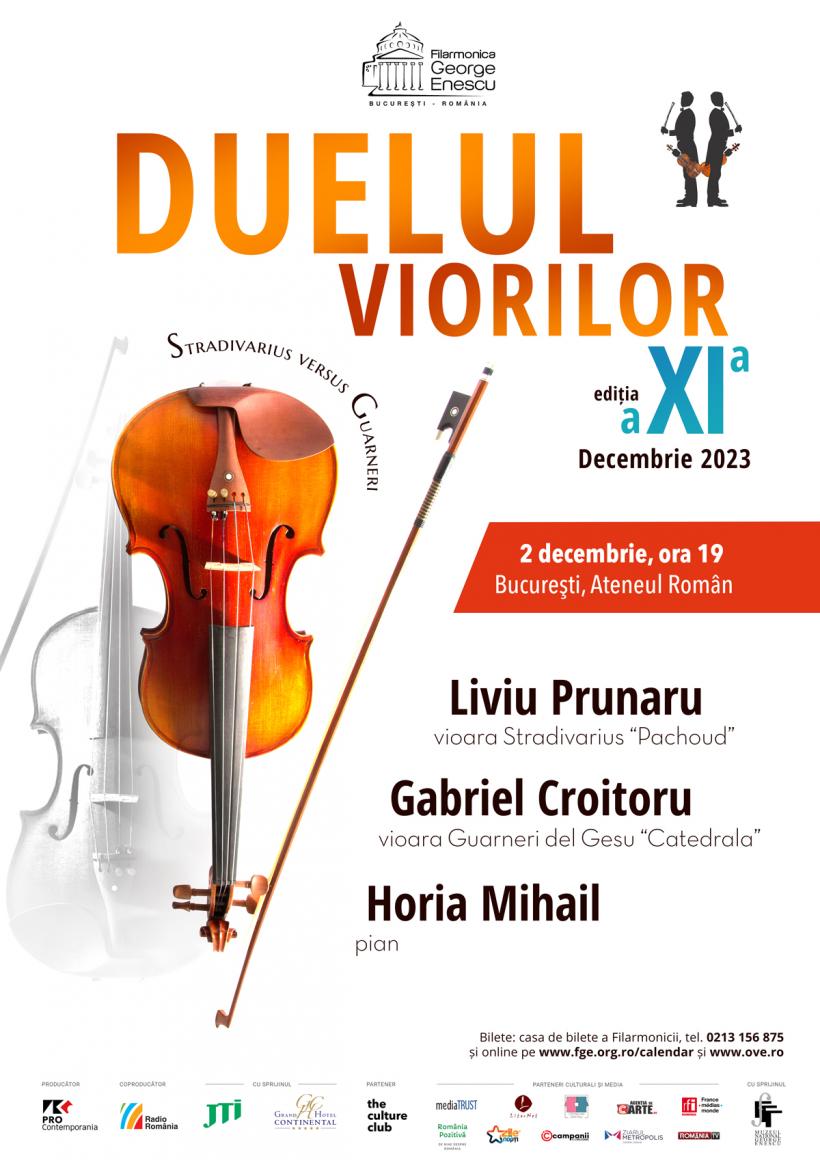 Duelul viorilor - Stradivarius versus Guarneri  la Ateneul Român din Bucureşti pe 2 decembrie