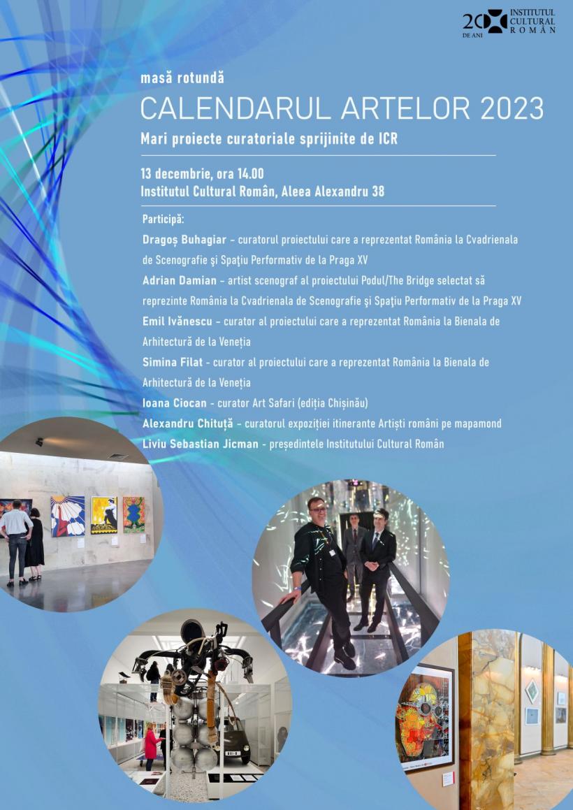 CALENDARUL ARTELOR 2023: Masă rotundă pe tema marilor proiecte curatoriale sprijinite de Institutul Cultural Român în 2023