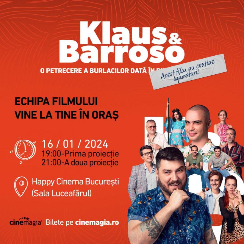 Proiecții speciale Klaus &amp; Barroso, în prezența echipei, la Happy Cinema Sala Luceafărul