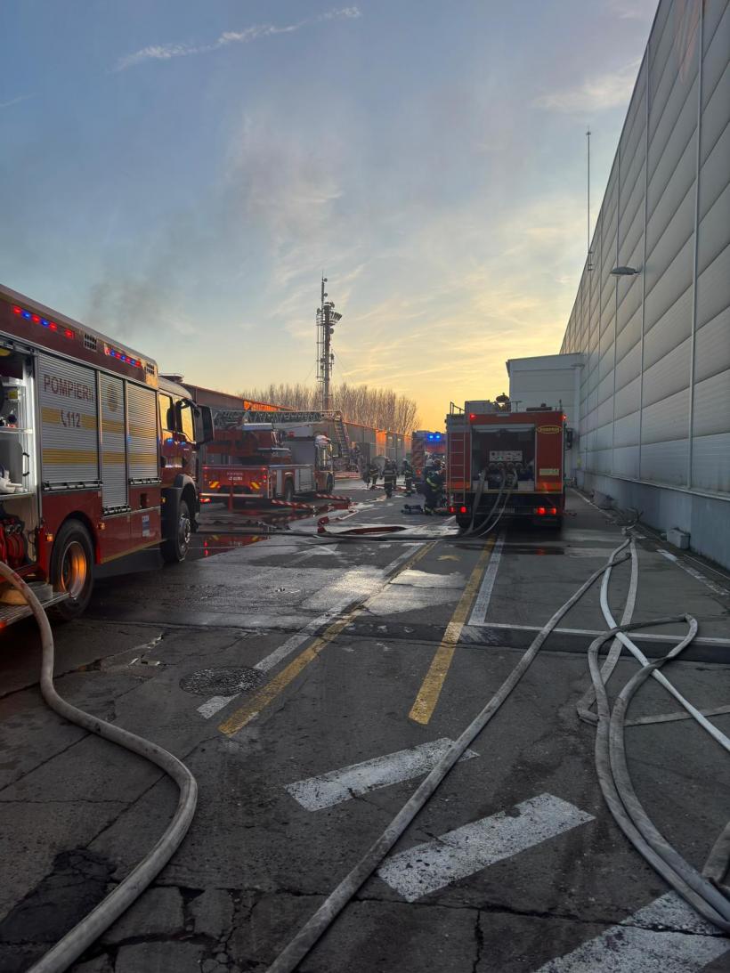 Incendiu puternic la o hală de depozitare din Timiș: Intervin zeci de pompieri 18880906