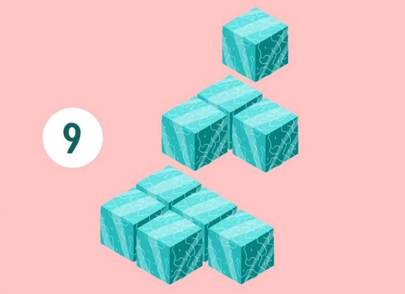 Test IQ. Câte cuburi albastre sunt în imagine 18881348