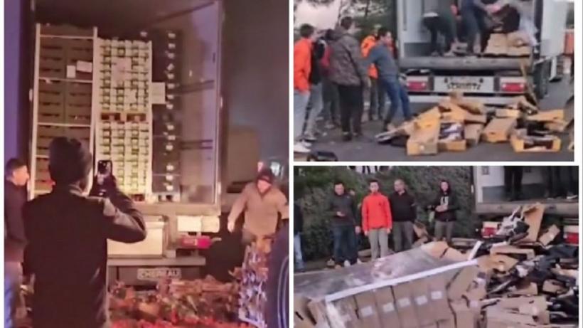 Carnea românească exportată în Franţa, distrusă cu tractoarele de fermierii furioşi!