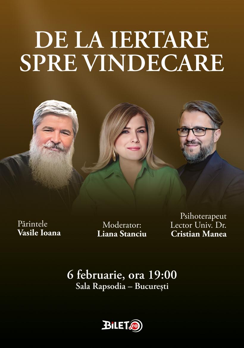 Părintele Vasile Ioana și Dr. Cristian Manea, în fața publicului, la Sala Rapsodia 18882277