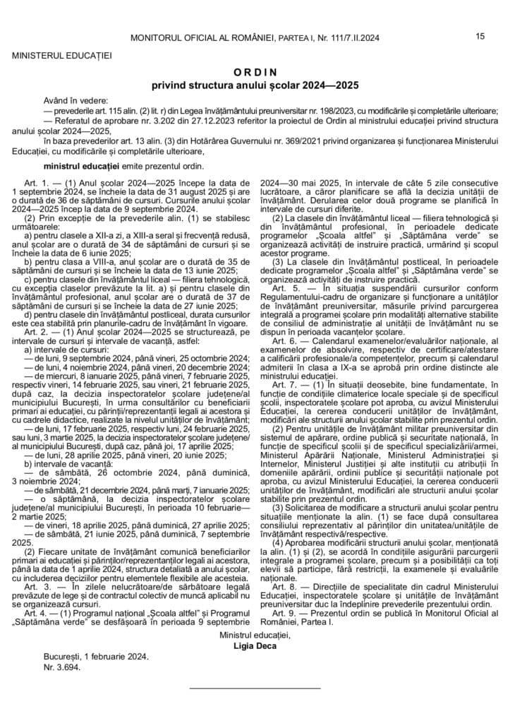 Structura anului școlar 2024-2025. Când încep cursurile. Module, vacanțe, programe 18883621