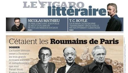 Emil Cioran, Eugène Ionesco și Panait Istrati, pe prima pagină a publicației Le Figaro Littéraire
