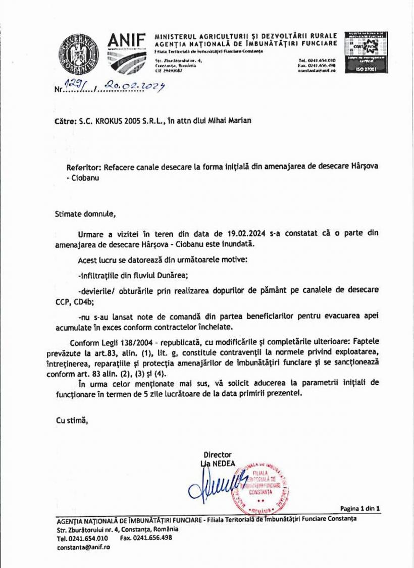 Statul și-a făcut agenție de Înrăutățiri Funciare. Piscină de 1.500 de hectare, pe malul Dunării. Agricultorii sunt disperați 18887001