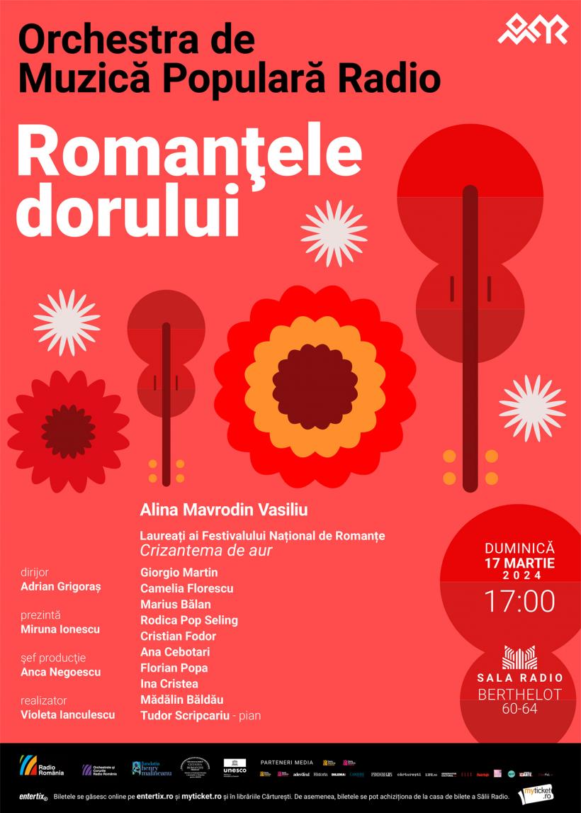 „ROMANȚELE DORULUI”: laureați ai Festivalului „Crizantema de aur” cântă la Sala Radio
