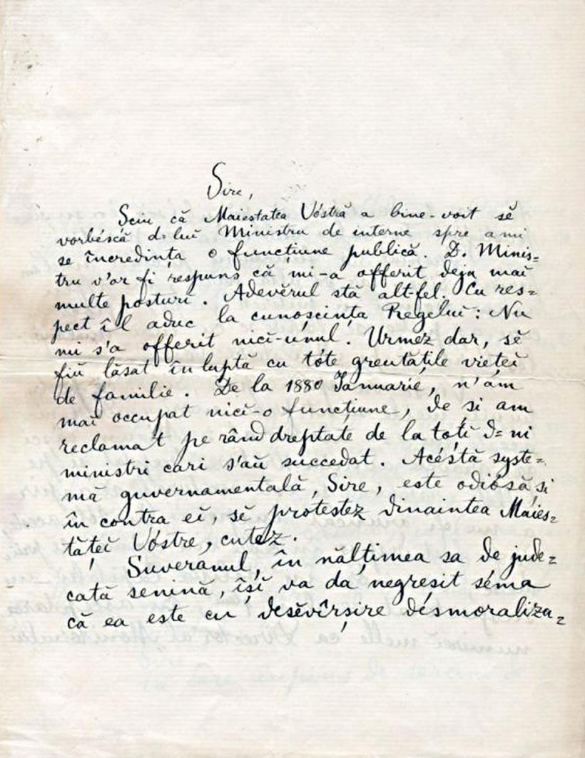 Macedonski și scrisorile în care-i implora regelui Carol I bani și sinecuri 18891206