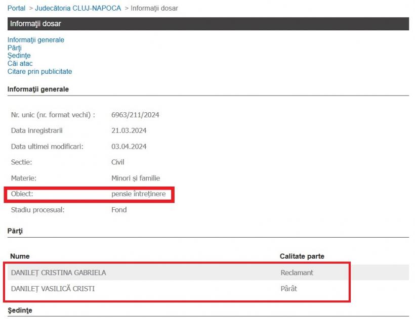 Pensionarul special Cristi Vasilică Danileț, dat în judecată de fiica mezină pentru plata pensiei de întreținere 18892835