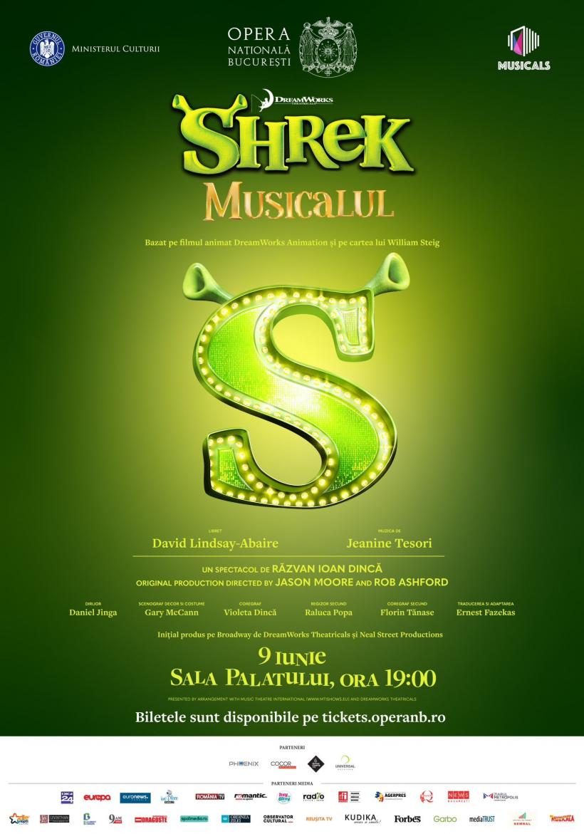 Opera Națională București și Musicals prezintă: Shrek, Musicalul - O nouă aventură semnată de echipa creativă din spatele succeselor „Fantoma de la Operă”, „Mamma Mia” și „My Fair Lady”