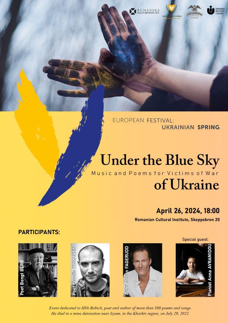 „Sub cerul albastru al Ucrainei‟, recital de poezie și pian la ICR Stockholm,  în cadrul Festivalului European Primăvara Ucraineană 18895778