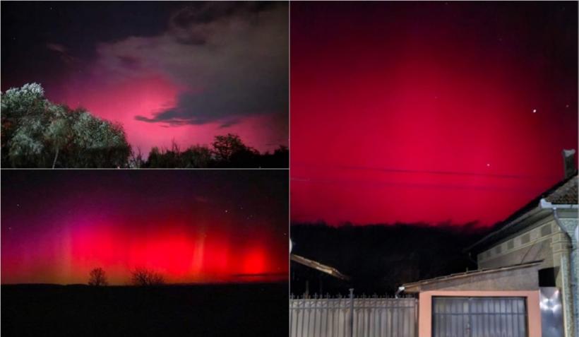 Fenomen spectaculos pe cerul României. Imagini cu aurora boreală, surprinse în mai multe județe
