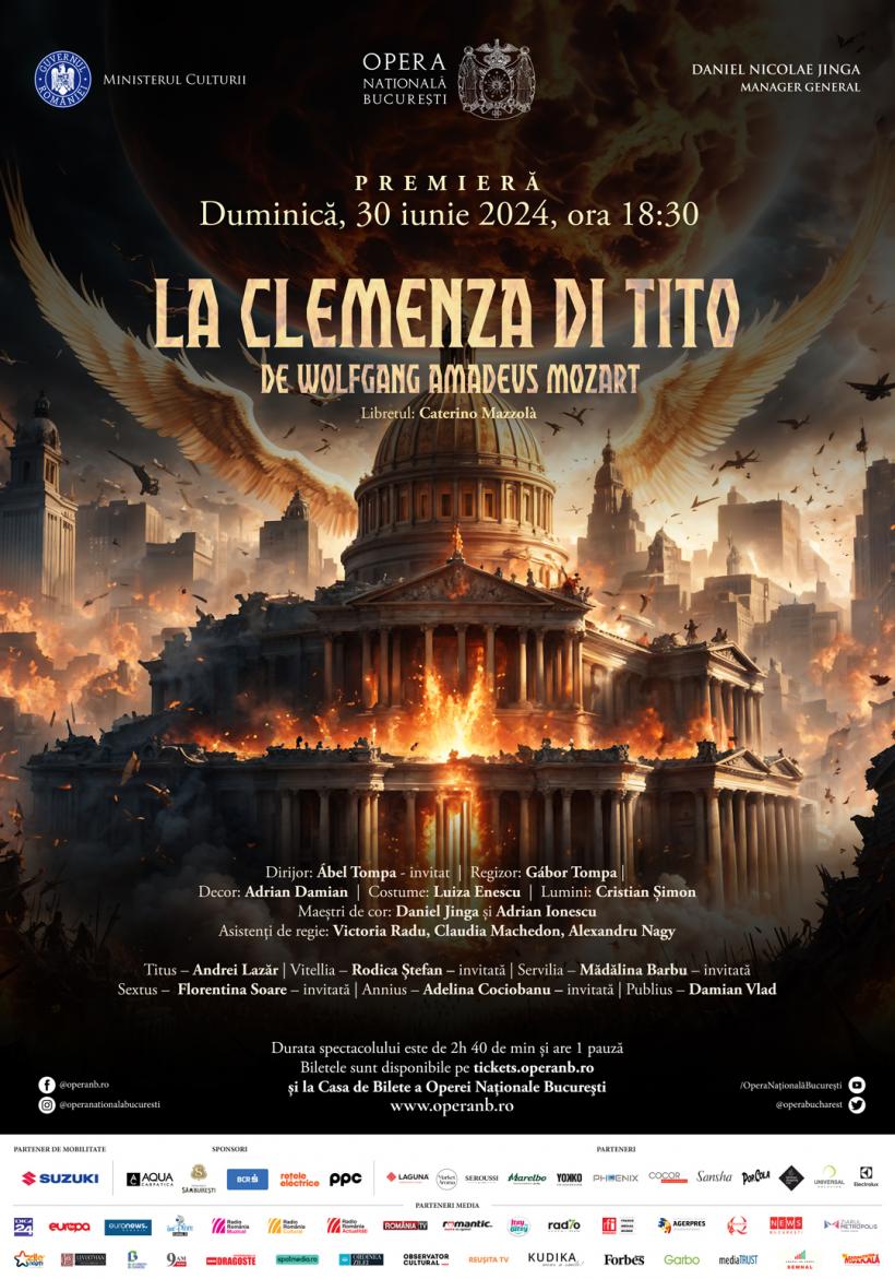 Premieră în regia lui Tompa Gábor la Opera Națională București, cu La clemenza di Tito de Mozart