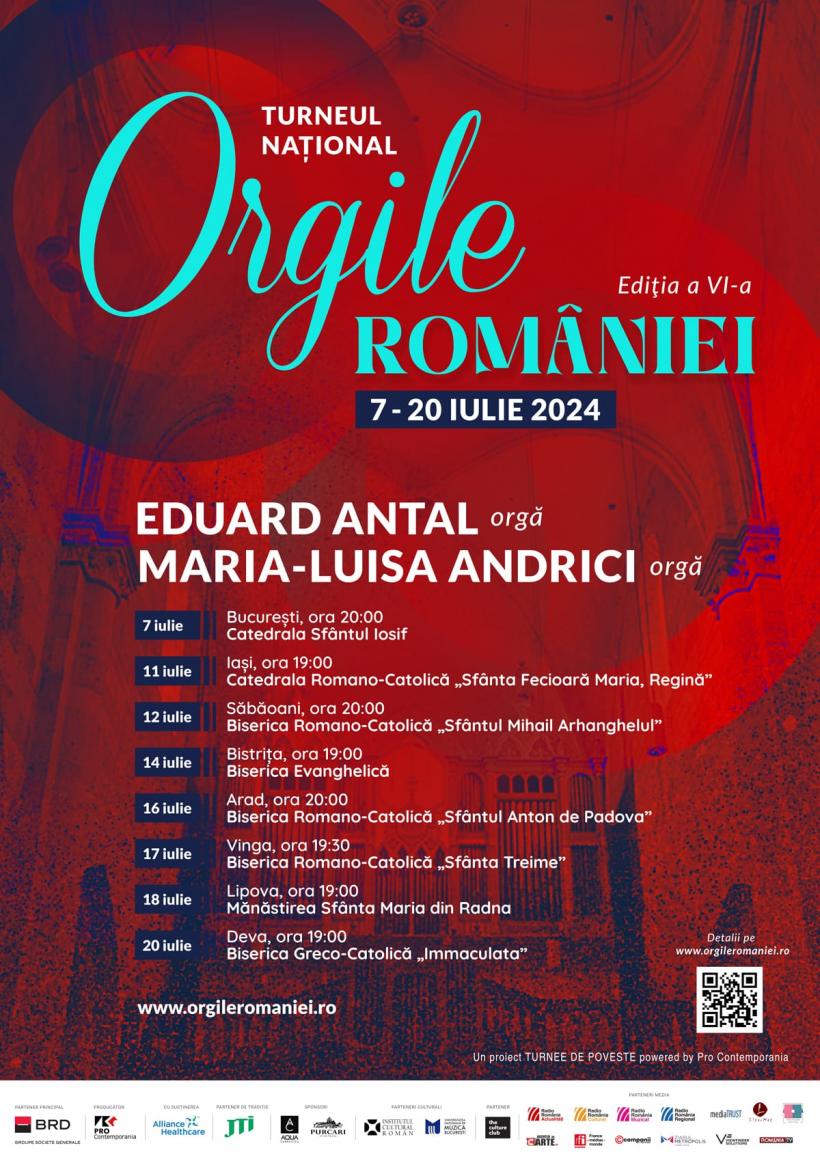 Turneul Național ”Orgile României” 2024. Organiștii Eduard Antal și Maria-Luisa Andrici vor susține concerte în opt catedrale și biserici din România