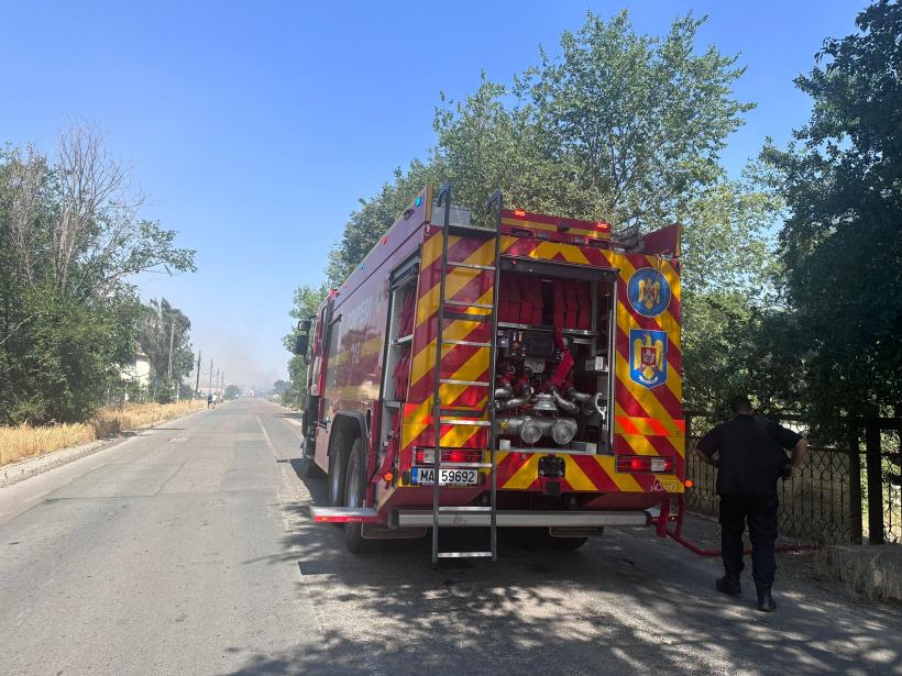 Incendiu de vegetație la Poarta Albă.  Traficul rutier pe DN 22C Murfatlar-Cernavodă a fost oprit. 10 trenuri, oprite la această oră din cauza incendiului între staţiile Basarabi şi Dorobanțu 18907341