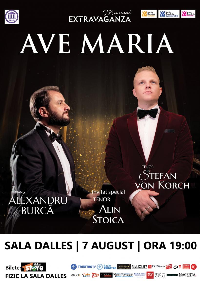 Tenorul ALIN STOICA este invitat special în concertul AVE MARIA alături de tenorul ŞTEFAN von KORCH şi pianistul ALEXANDRU BURCĂ pe 7 August la Sala Dalles 18910453