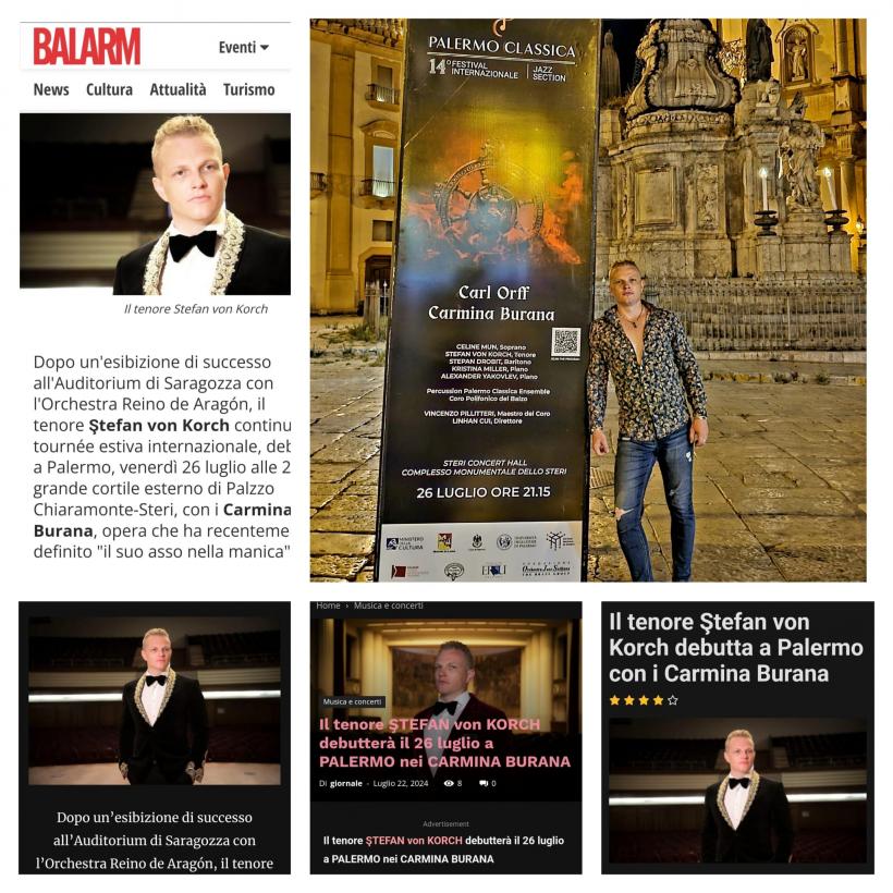 Debut de succes în Carmina Burana la Palermo Classica pentru tenorul Ştefan von Korch