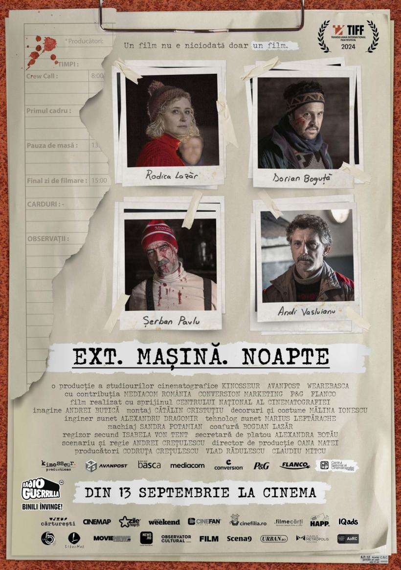 EXT. MAȘINĂ. NOAPTE - cu Rodica Lazăr, Dorian Boguță, Șerban Pavlu și Andi Vasluianu - din 13 septembrie la cinema