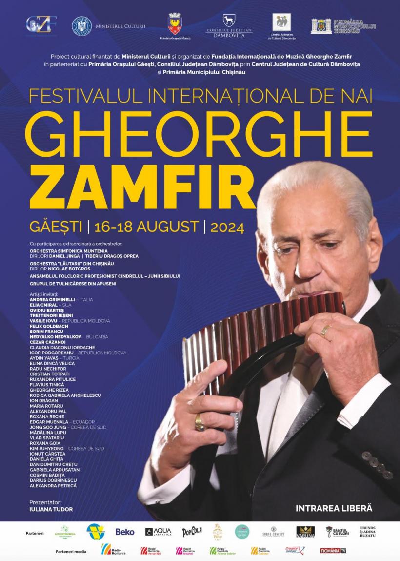 Pe 16 august începe Festivalul Internațional de Nai „Gheorghe Zamfir”