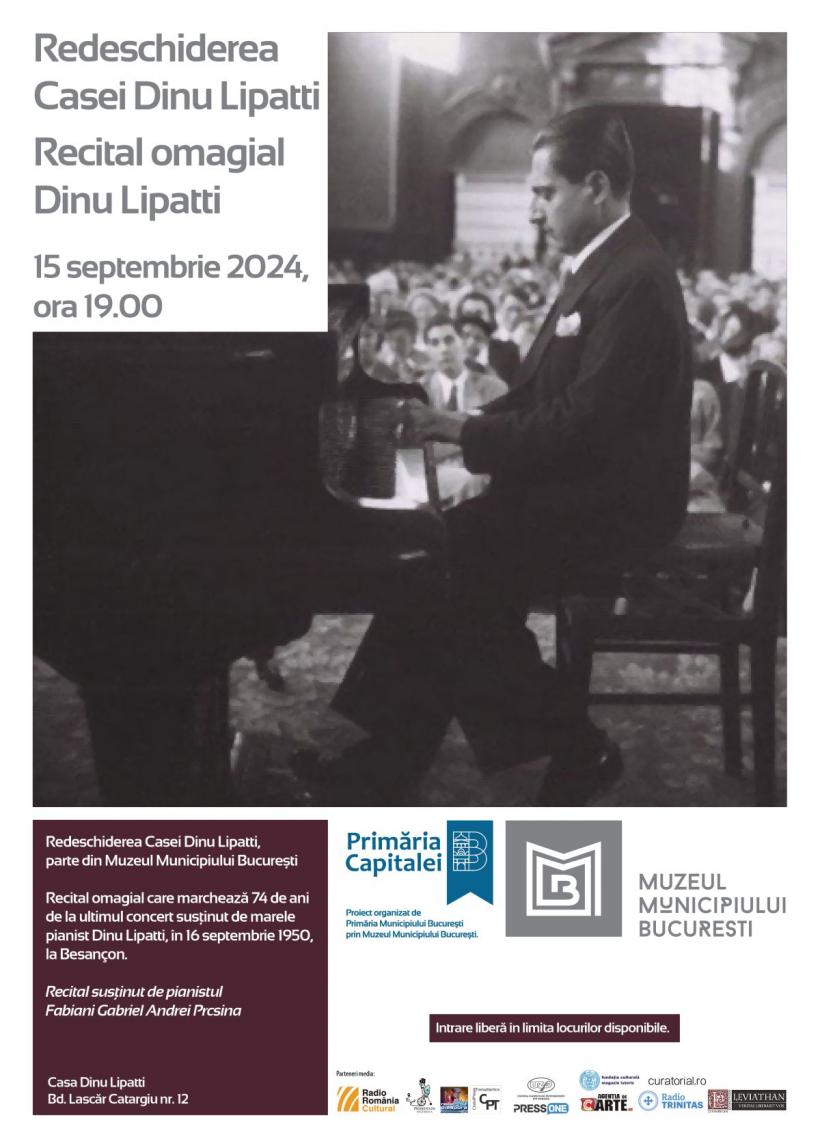 Redeschiderea Casei Dinu Lipatti, parte din Muzeul Municipiului București. Muzică și Memorie: 74 de ani de la ultimul recital al lui Dinu Lipatti