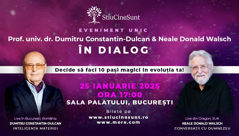 Conferință excepțională cu Dumitru Constantin-Dulcan și Neale Donald Walsch despre spiritualitatea omului modern la Sala Palatului în ianuarie 2025