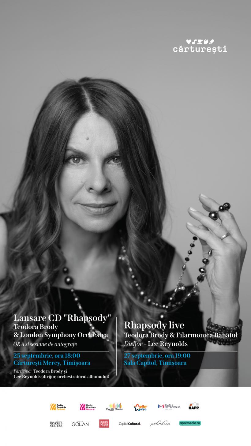 Celebra interpretă Teodora Brody prezintă la Timișoara „Rhapsody” – un album compus din aranjamente vocale în premieră mondială ale unor piese-reper din muzica clasică orchestrală 18918903