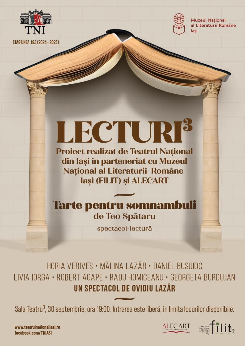 În premieră la Naționalul ieșean, primul spectacol-lectură al noii stagiuni, „Tarte pentru somnambuli” de Teo Spătaru, creație Ovidiu Lazăr