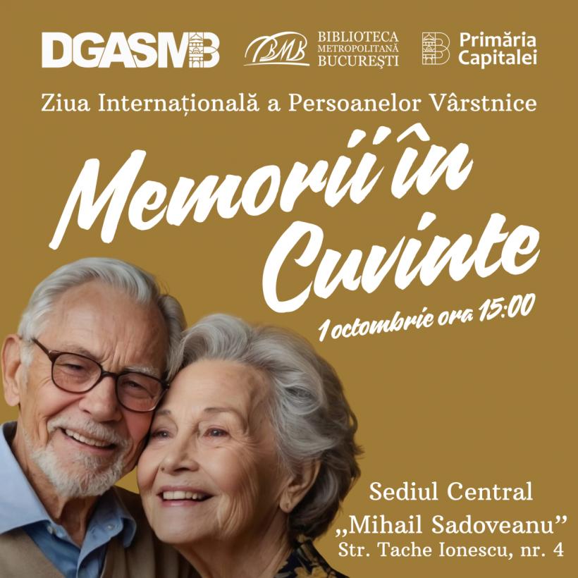 De Ziua Internațională a Vârstnicilor, Biblioteca Metropolitană București lansează, în parteneriat cu DGASMB, proiectul „Memorii în Cuvinte”