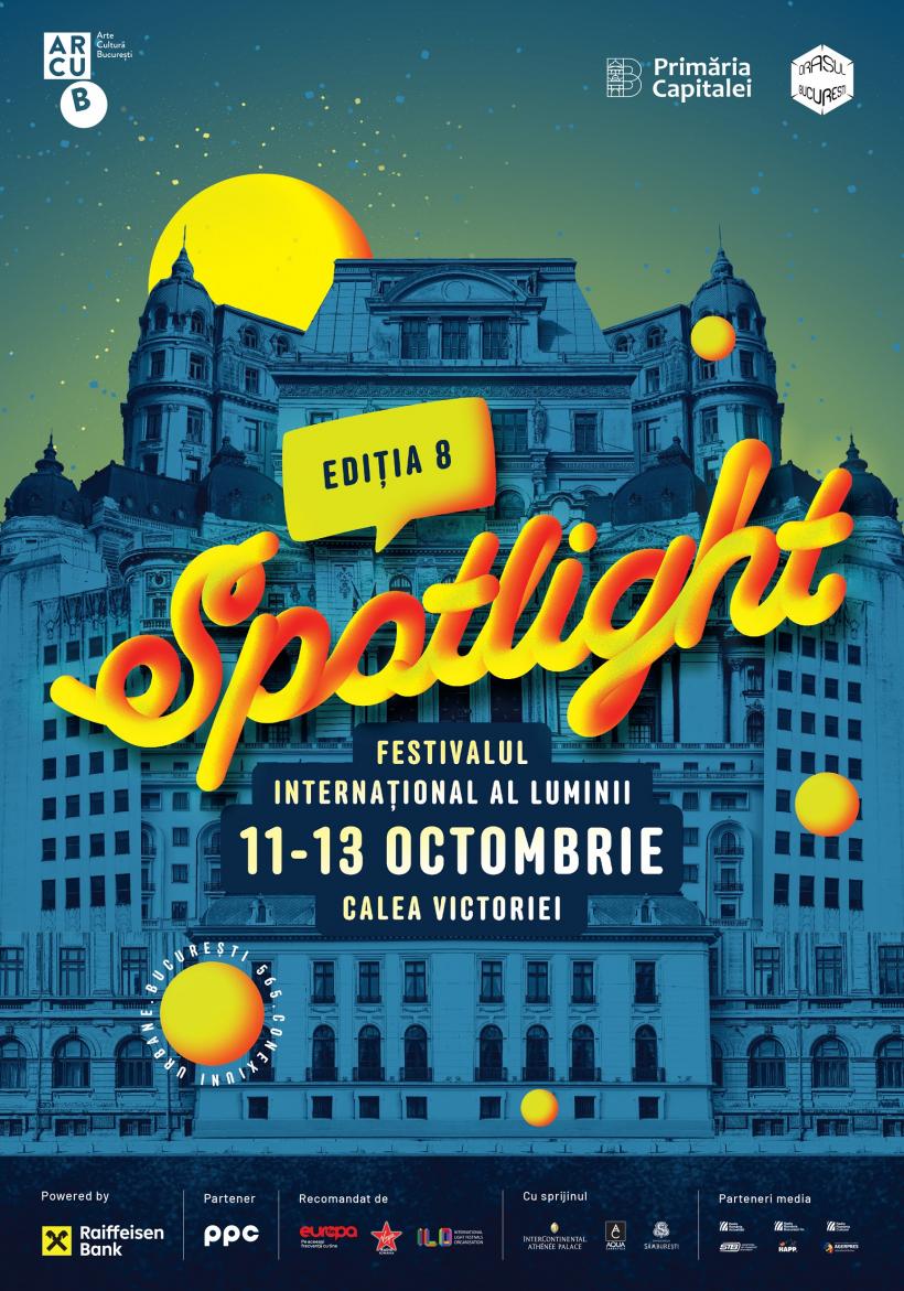 Între 11 și 13 octombrie, o nouă ediție Spotlight luminează centrul capitalei: instalații multimedia și sesiuni impresionante de video mapping pe Calea Victoriei