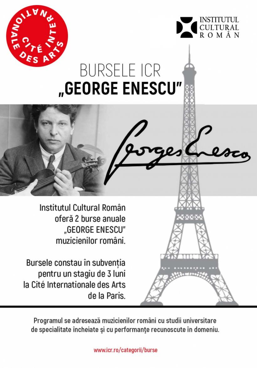 ICR acordă două Burse Enescu și două Burse Brîncuși la Cité Internationale des Arts din Paris