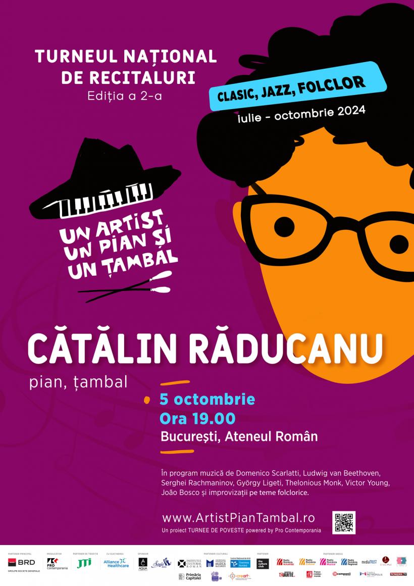 Pianistul Cătălin Răducanu revine la Ateneul Român din Bucureşti pe 5 octombrie, cu Turneul ”Un artist, un pian, un țambal – clasic, jazz, folclor”