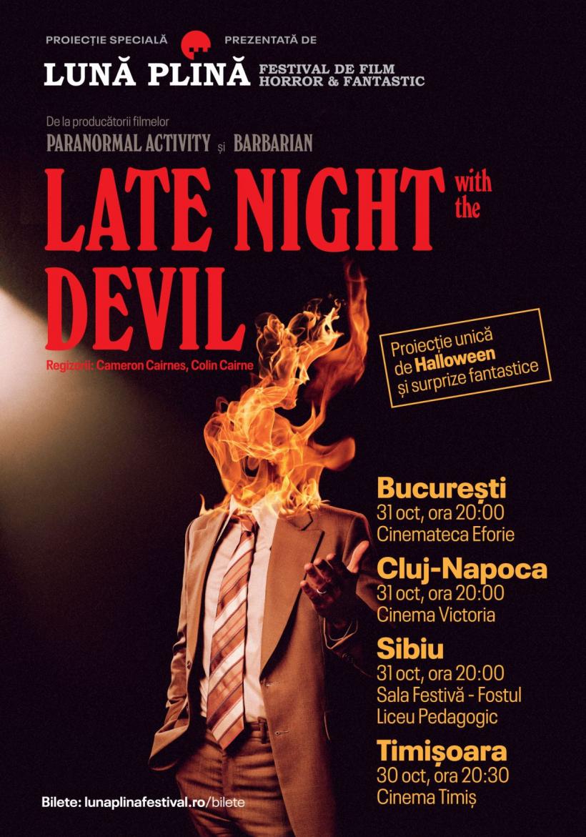 Eveniment cinematografic de Halloween: proiecția unică Late Night with the Devil la București, Cluj, Timișoara și Sibiu