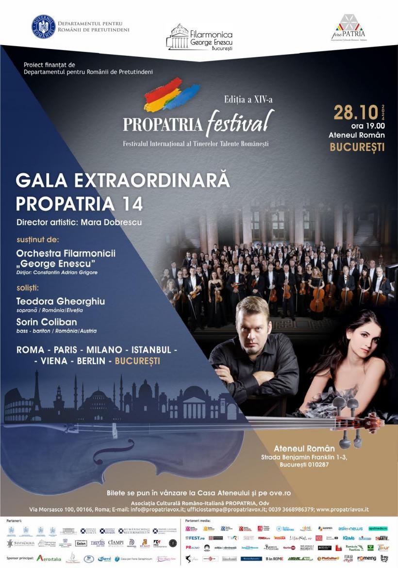 Soprana Teodora Gheorghiu și bas-baritonul Sorin Coliban susțin un concert de gală la Ateneul Român, pe 28 octombrie, în Festivalul Internațional ProPatria