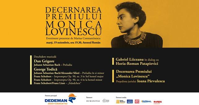 Decernarea Premiului „Monica Lovinescu“ la Ateneul Român pe 19 noiembrie 2024