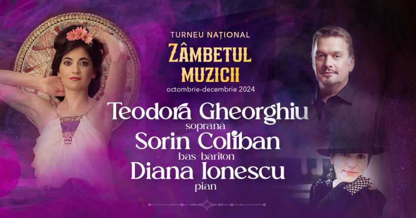 Turneul Naţional „Zâmbetul Muzicii” - soprana Teodora Gheorghiu, bas - baritonul Sorin Coliban şi pianista Diana Ionescu, între 6 şi 18 noiembrie pe scene din România 18924847