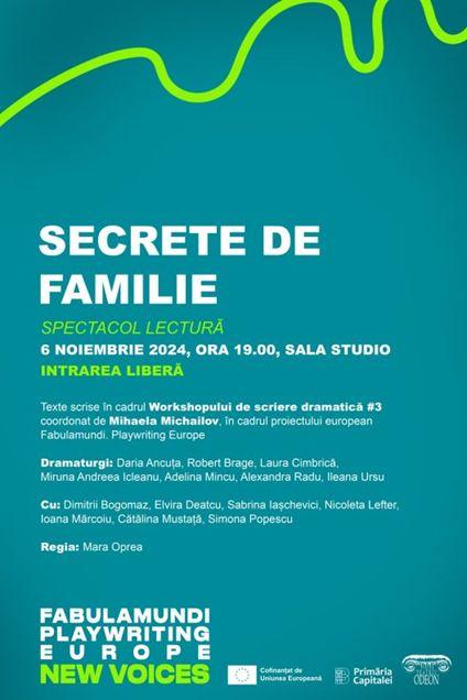 Teatrul ODEON vă invită la spectacolul lectură SECRETE DE FAMILIE