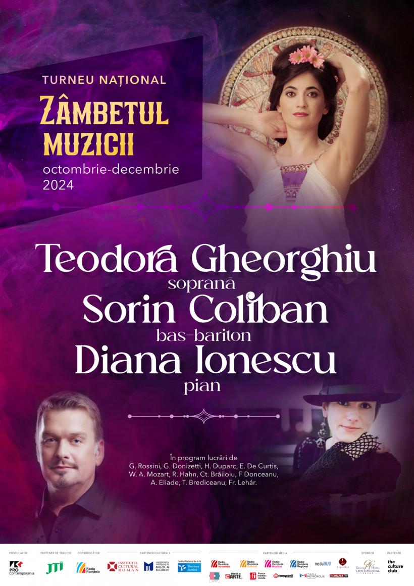 Turneul Naţional Zâmbetul Muzicii, cu soprana Teodora Gheorghiu, bas - baritonul Sorin Coliban şi pianista Diana Ionescu, începe la Brașov pe 6 noiembrie 18925911