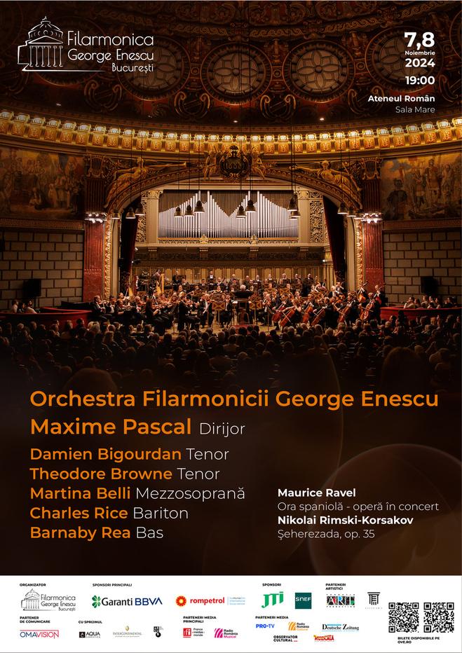 Premieră la Filarmonica George Enescu: opera Ora spaniolă de Maurice Ravel prezentată în concert. Dirijorul Maxime Pascal și cinci soliști vocali de nivel internațional se alătură Orchestrei Filarmonicii George Enescu