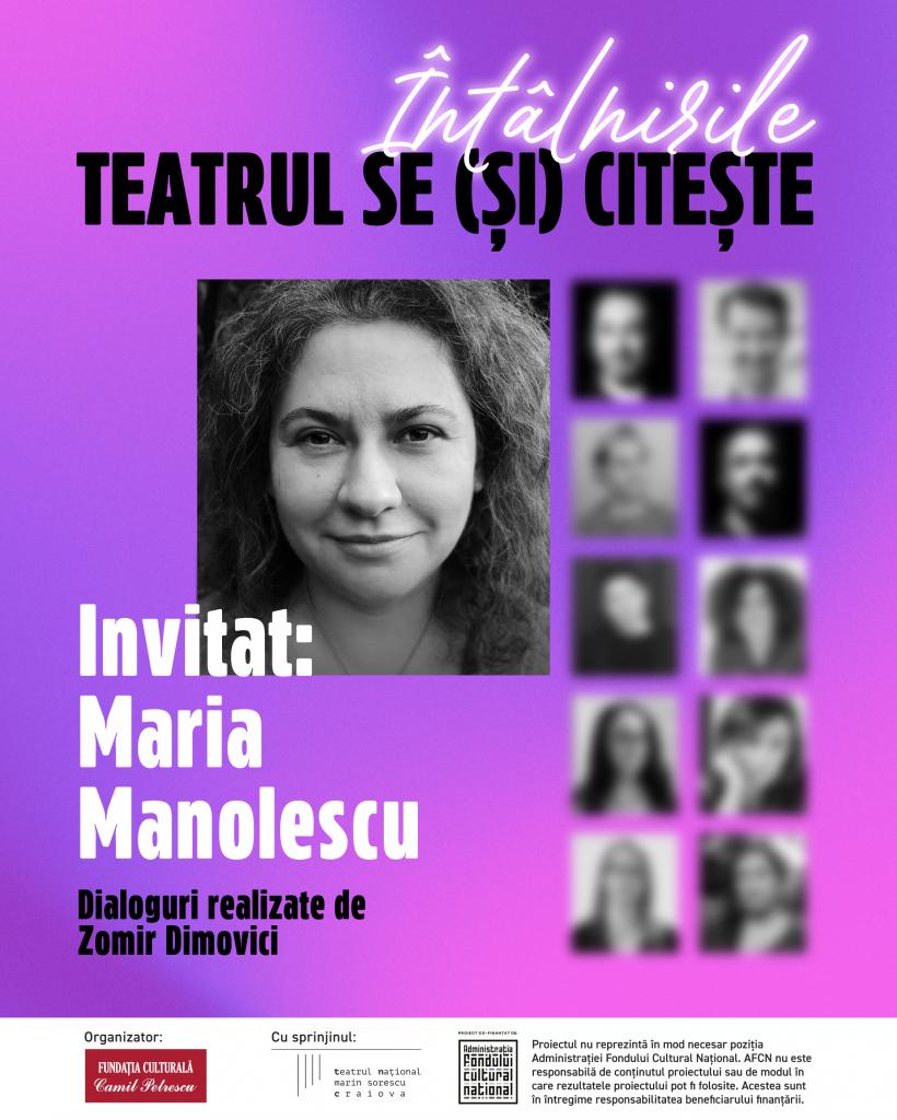 Autoarea Maria Manolescu, invitata întâlnirilor Teatrul se (și) citește