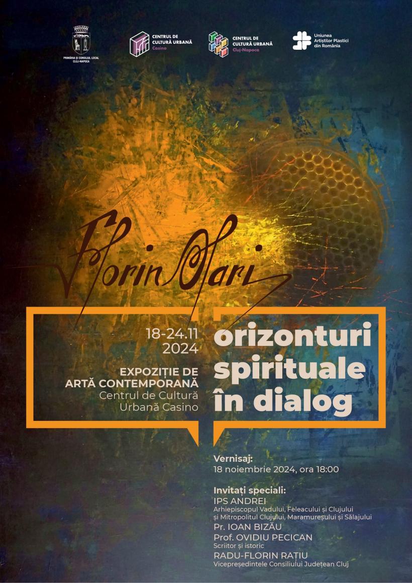 Pictorul FLORIN OLARI vernisează expoziţia „Orizonturi spirituale în dialog” pe 18 Noiembrie la Centrul de Cultură Urbană CASINO, Cluj-Napoca